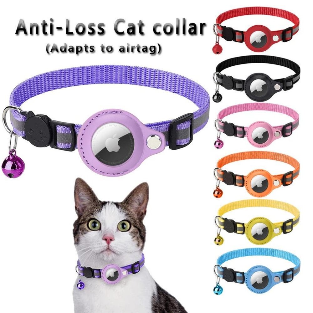 Multi Purpose Airtag Holder Cat Collar Breakaway Adjustable Reflective 2 Pac